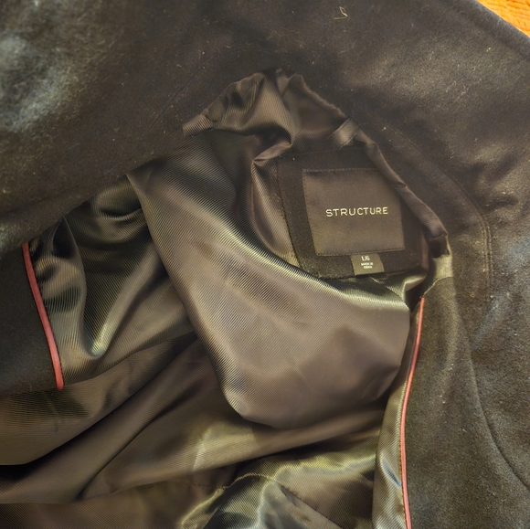 STRUCTURE Men's Wool Pea Coat Black L - Picture 11 of 12